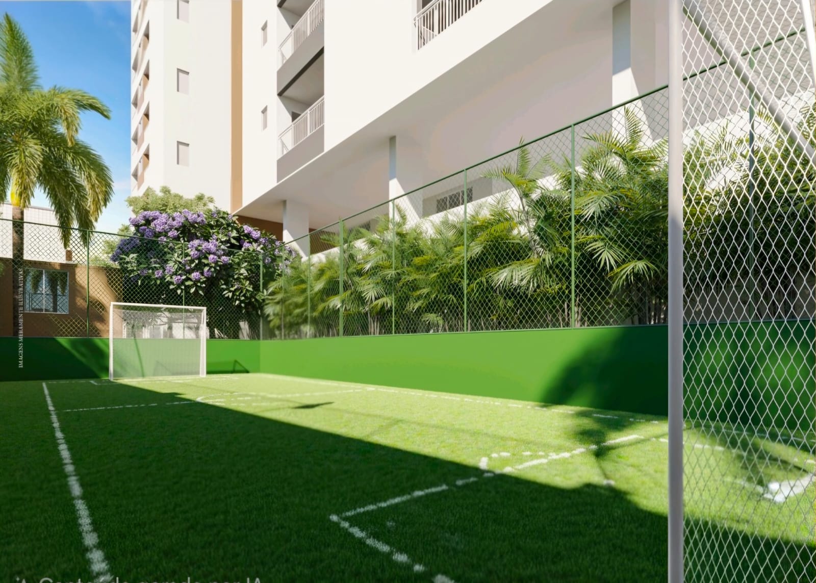 Campinho gramado para jogos ao ar livre
