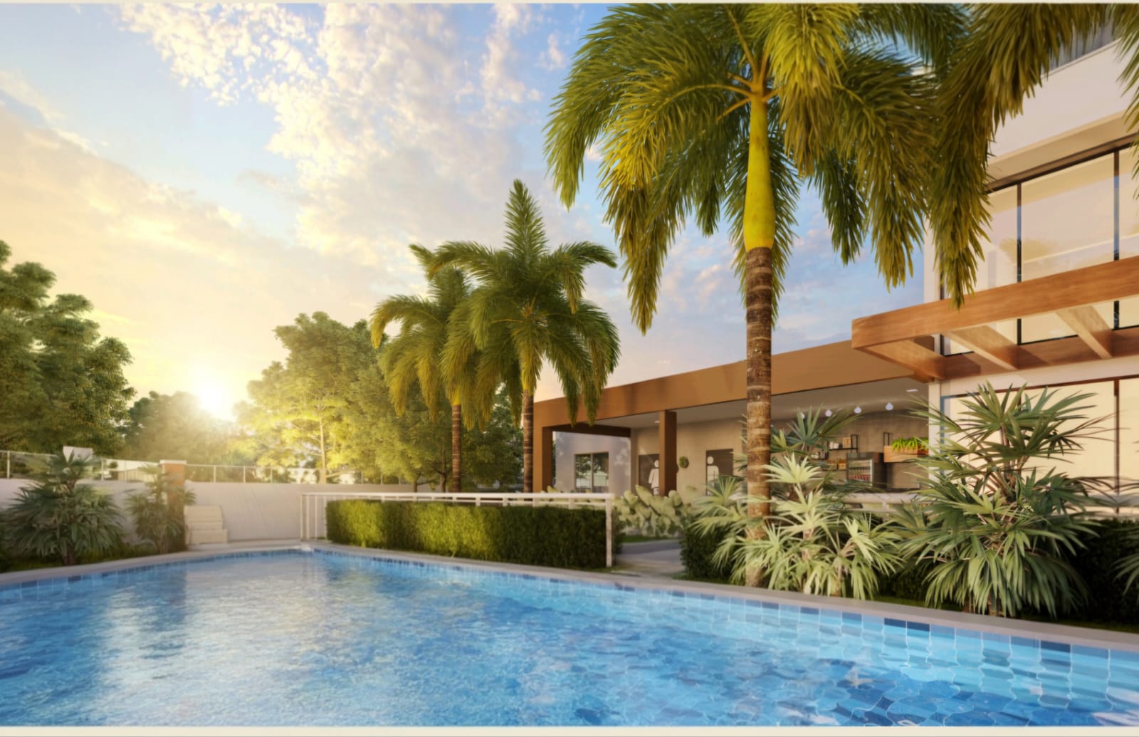 Piscinas com deck molhado integrado
